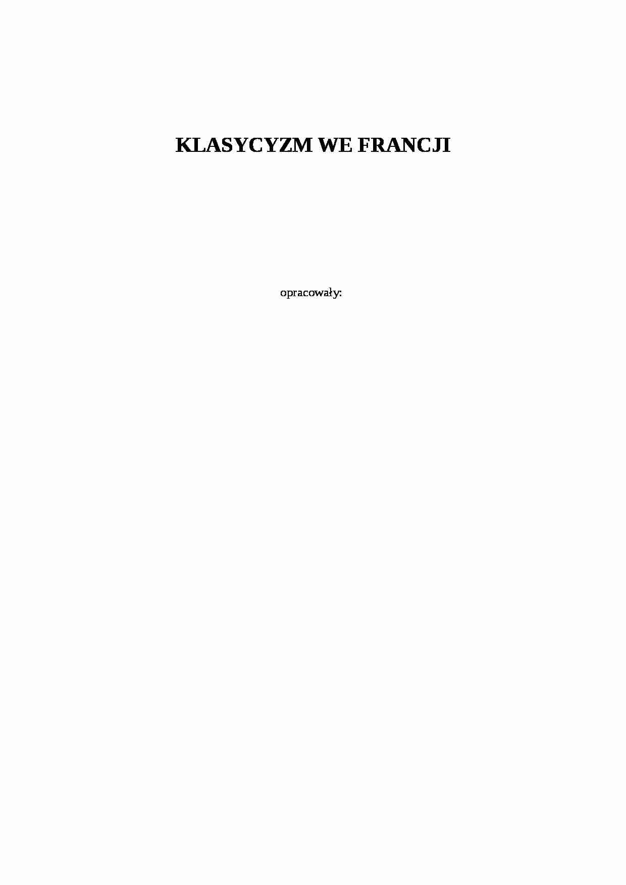 klasycyzm we Francji - omówienie - strona 1