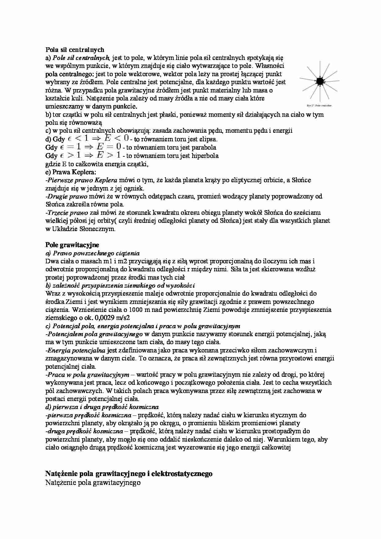 Pola sił centralnych i grawitacyjne - omówienie - strona 1