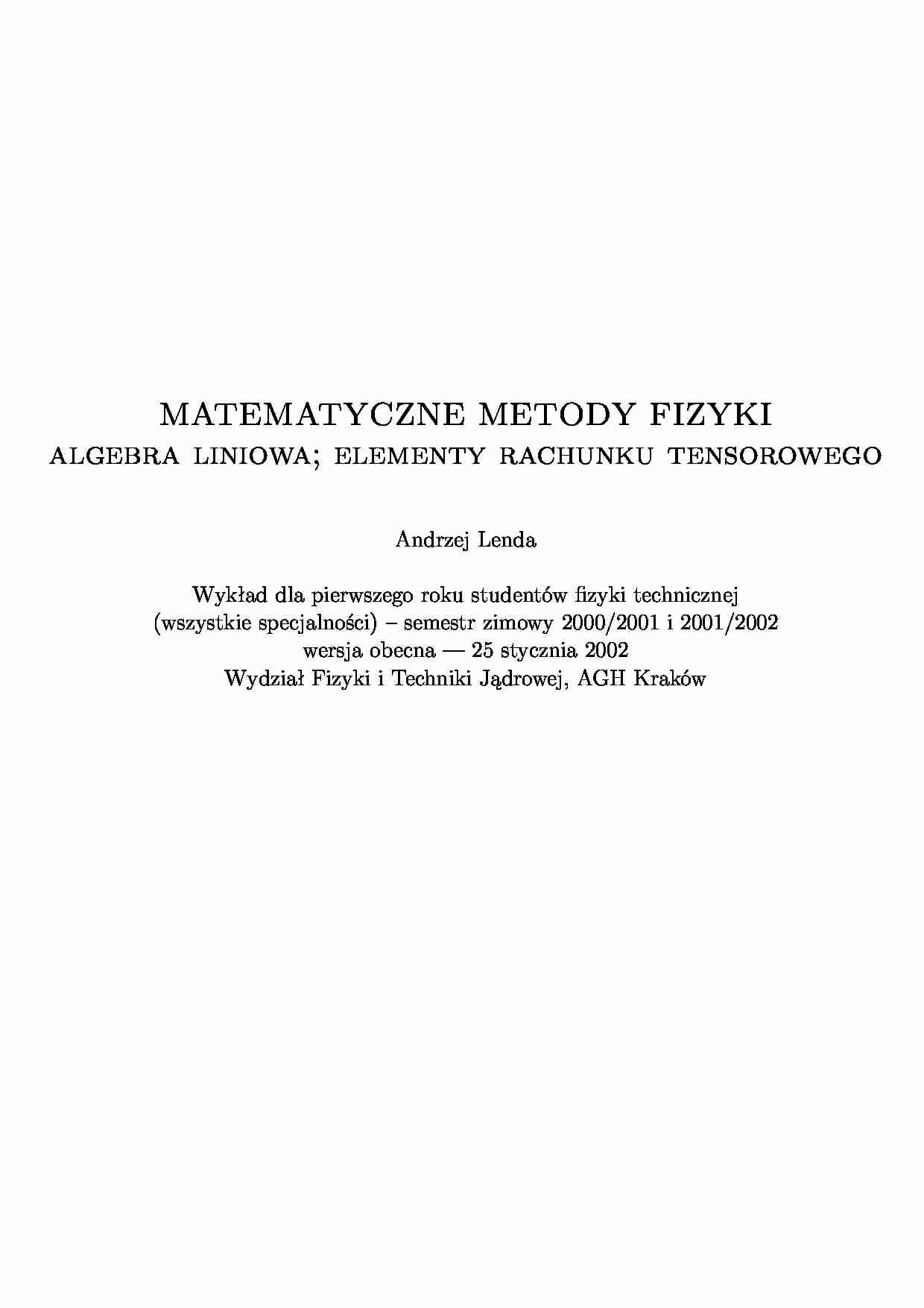 matematyczne metody fizyki wykład - strona 1