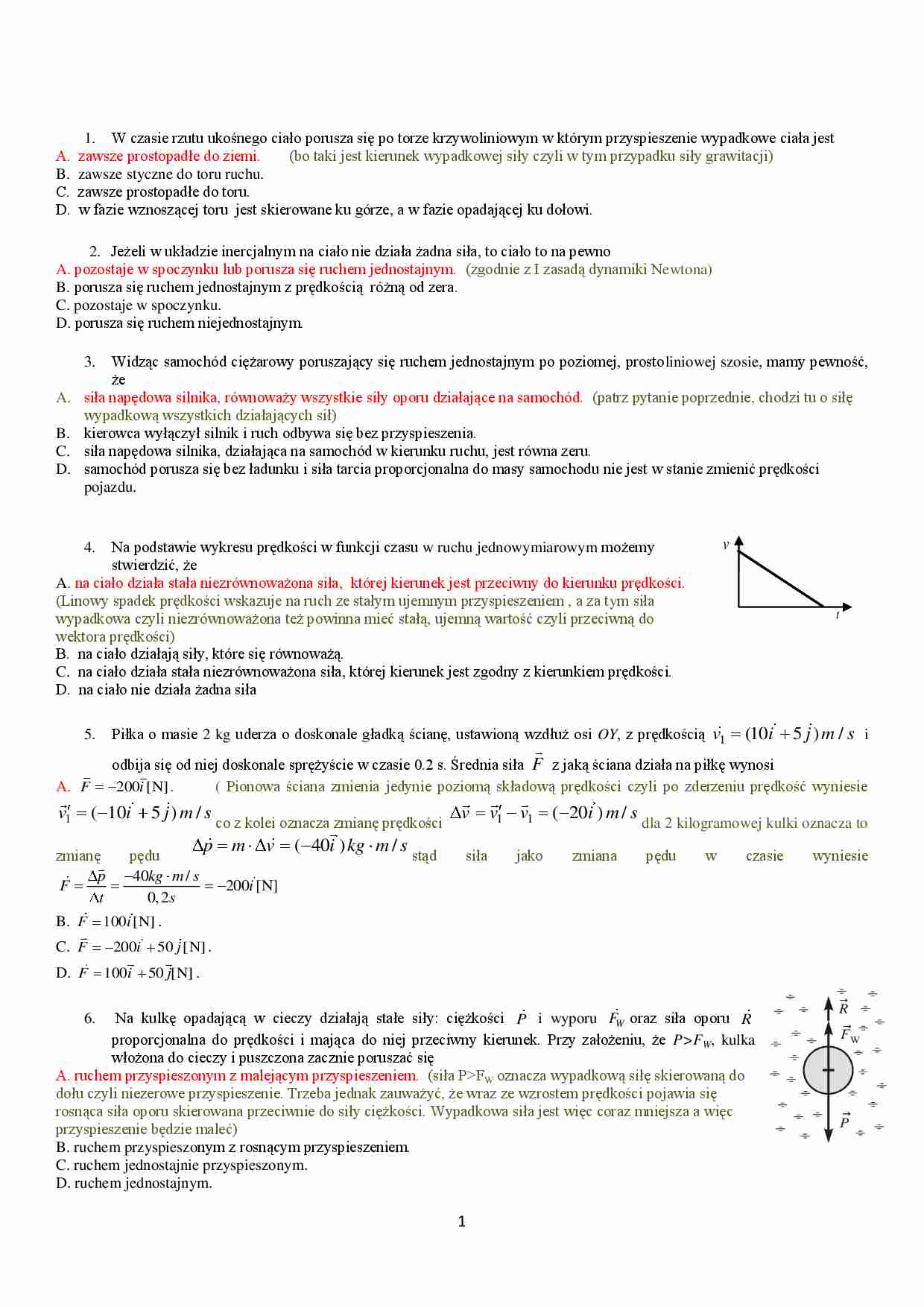 fizyka 1 - test - strona 1