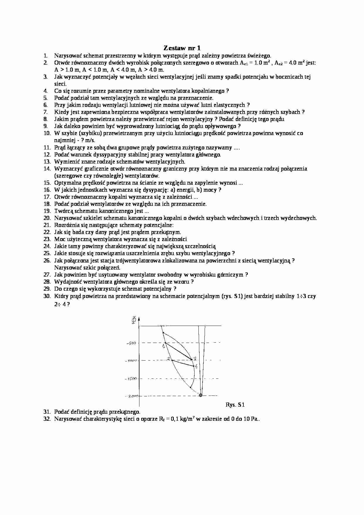 wentylacja kopalń - Test Zestaw I - strona 1