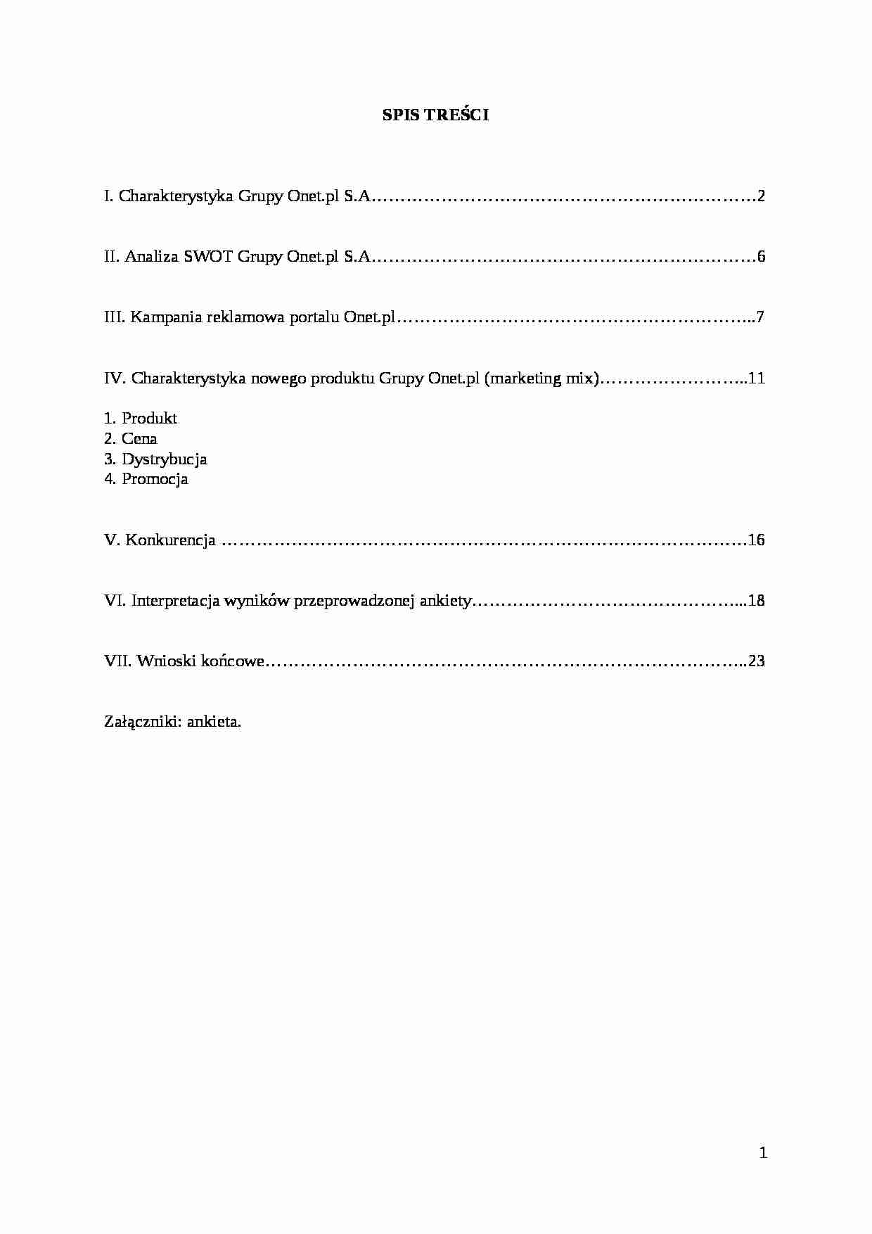 Grupa Onet.pl - analiza - projekt - strona 1
