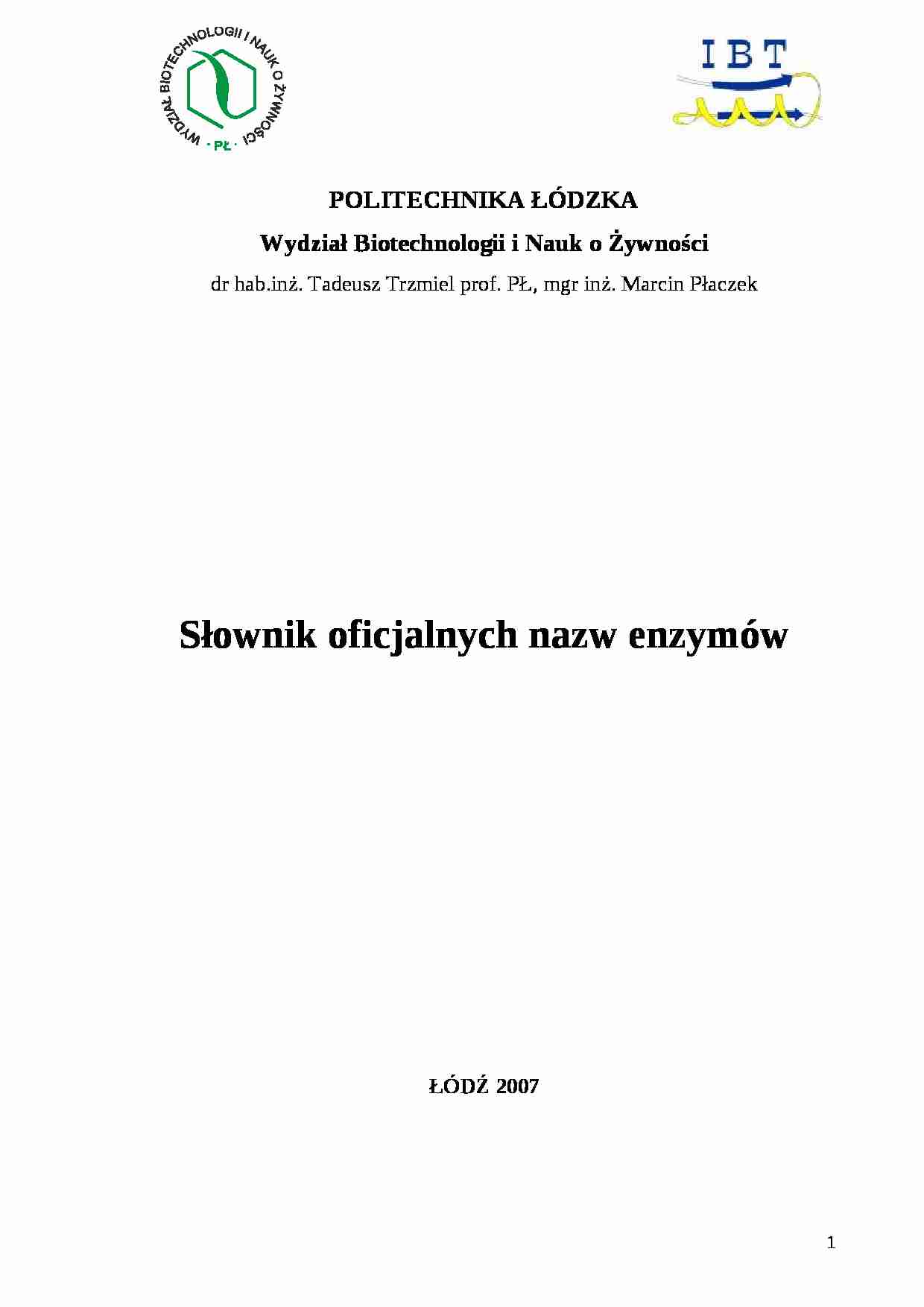 Polski Slownik Enzymow - strona 1