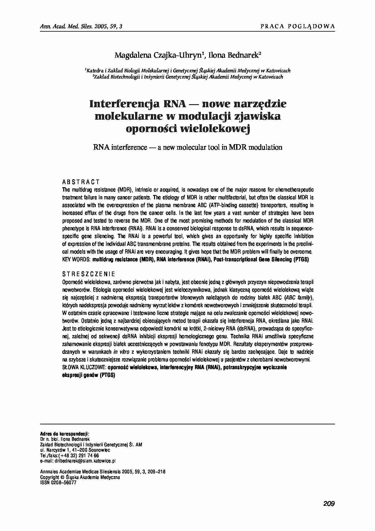 Interferencja RNA- opracowanie - strona 1