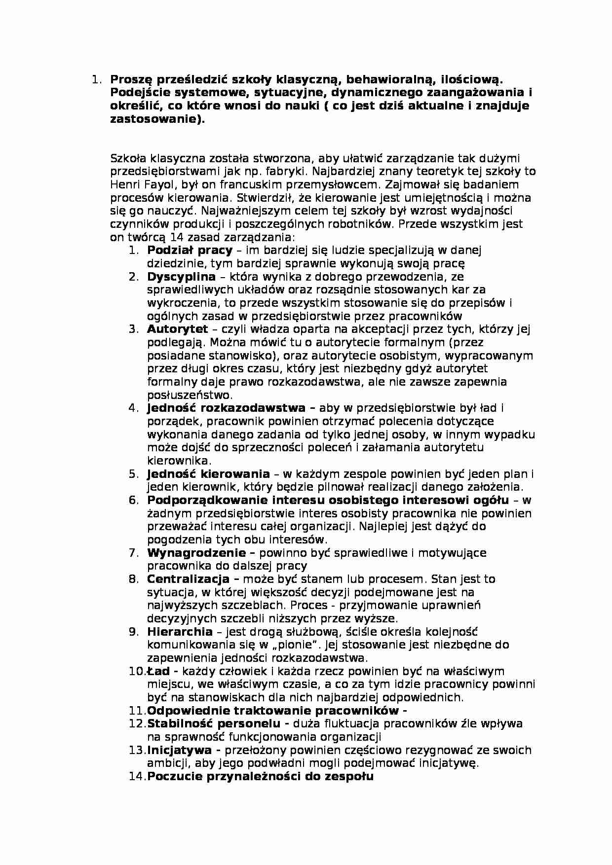 podstawy organizacji i zarządzania - pytania na egzamin wraz z odpowiedziami - strona 1