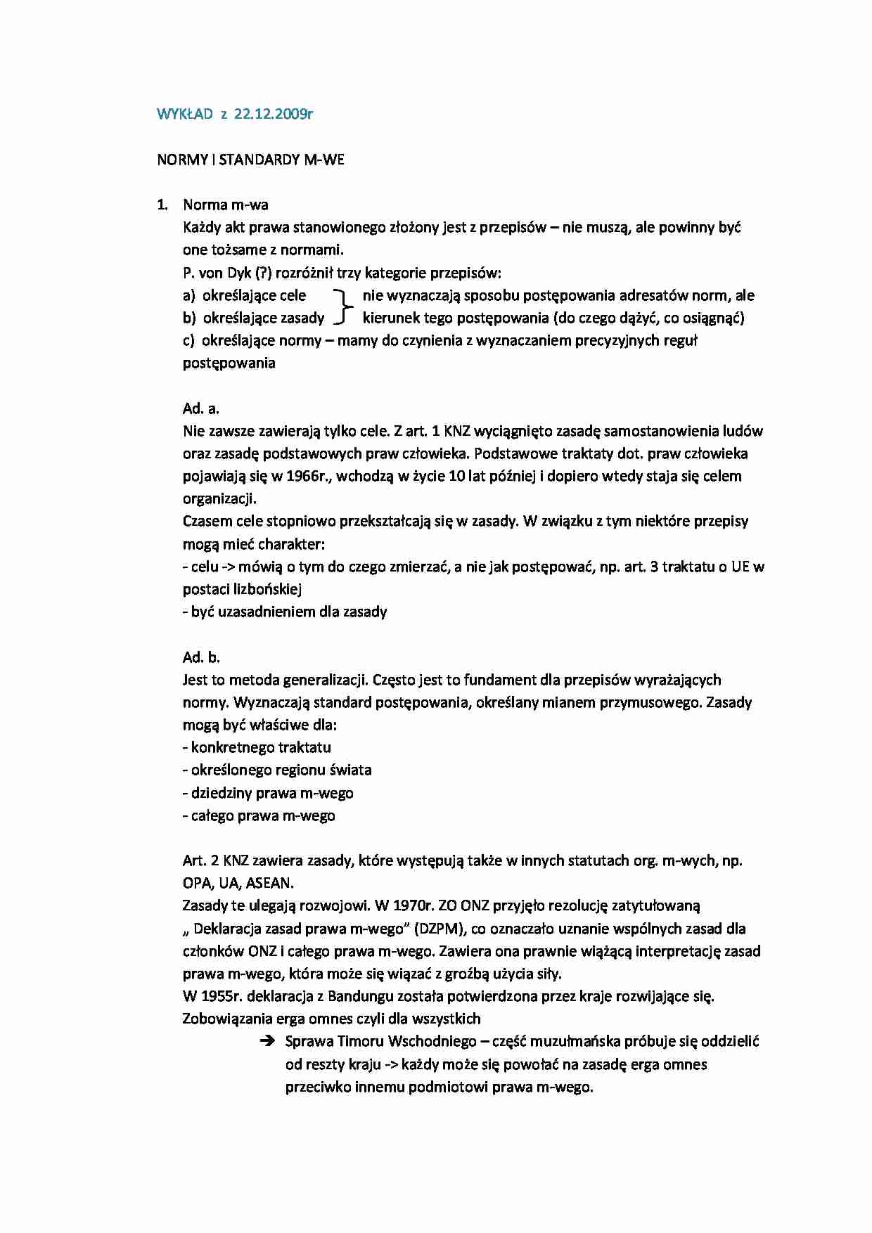 Normy i standardy międzynarodowe - wykład - strona 1