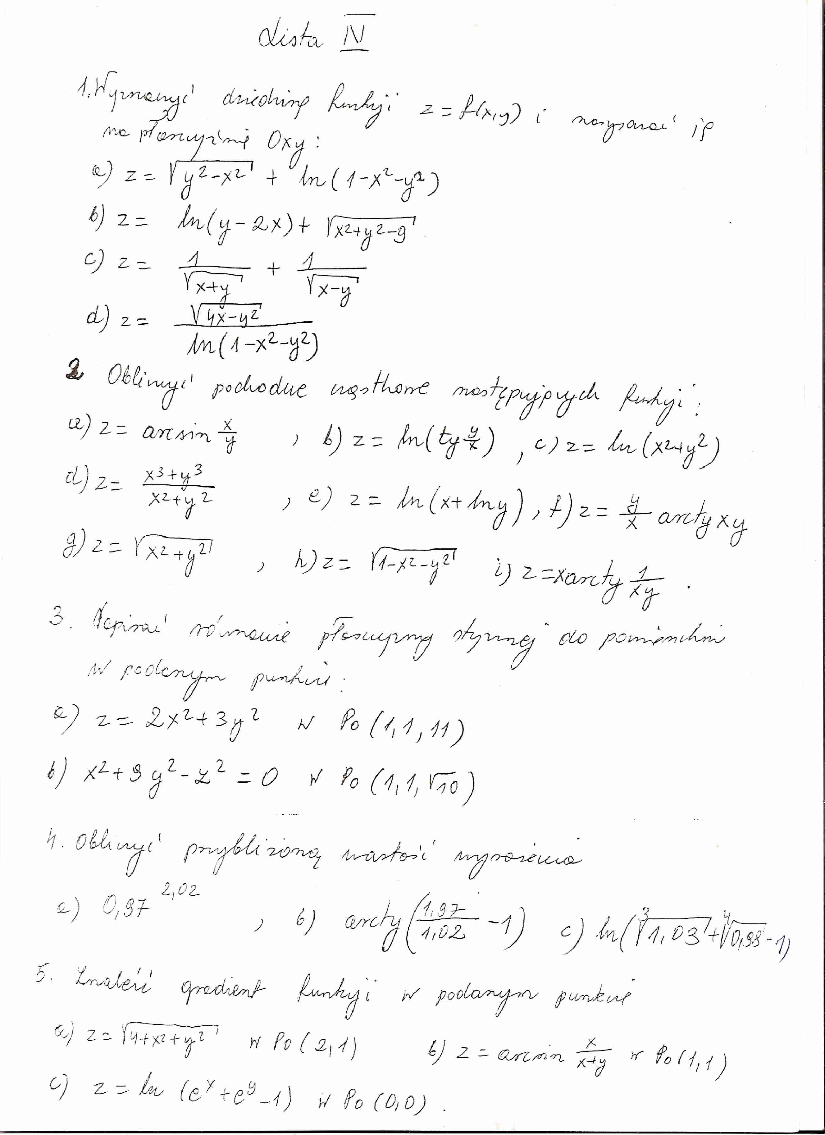 zadania z całek z matematyki, materiał z wykładów - strona 1