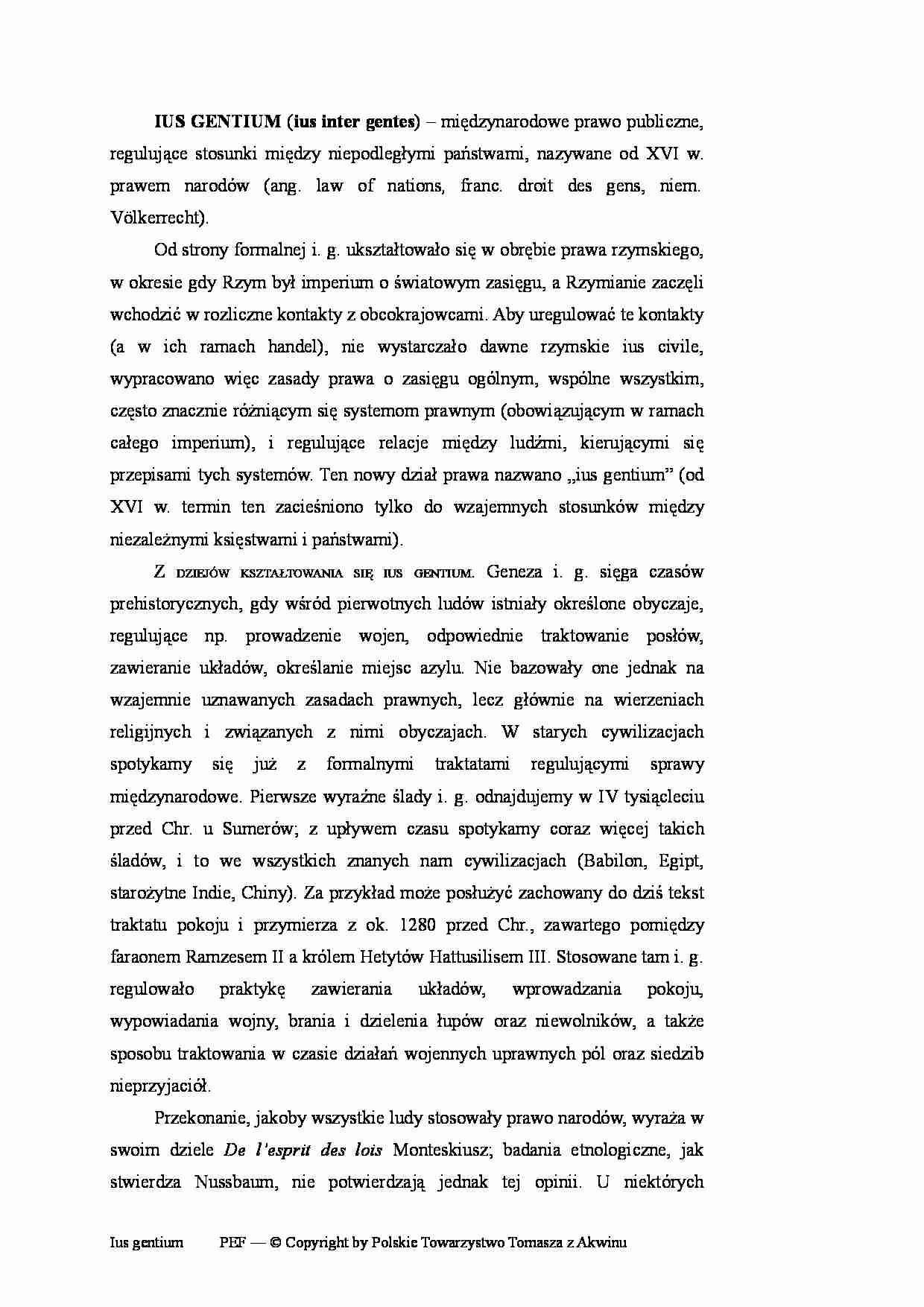 Iusgentium - wykład  - strona 1