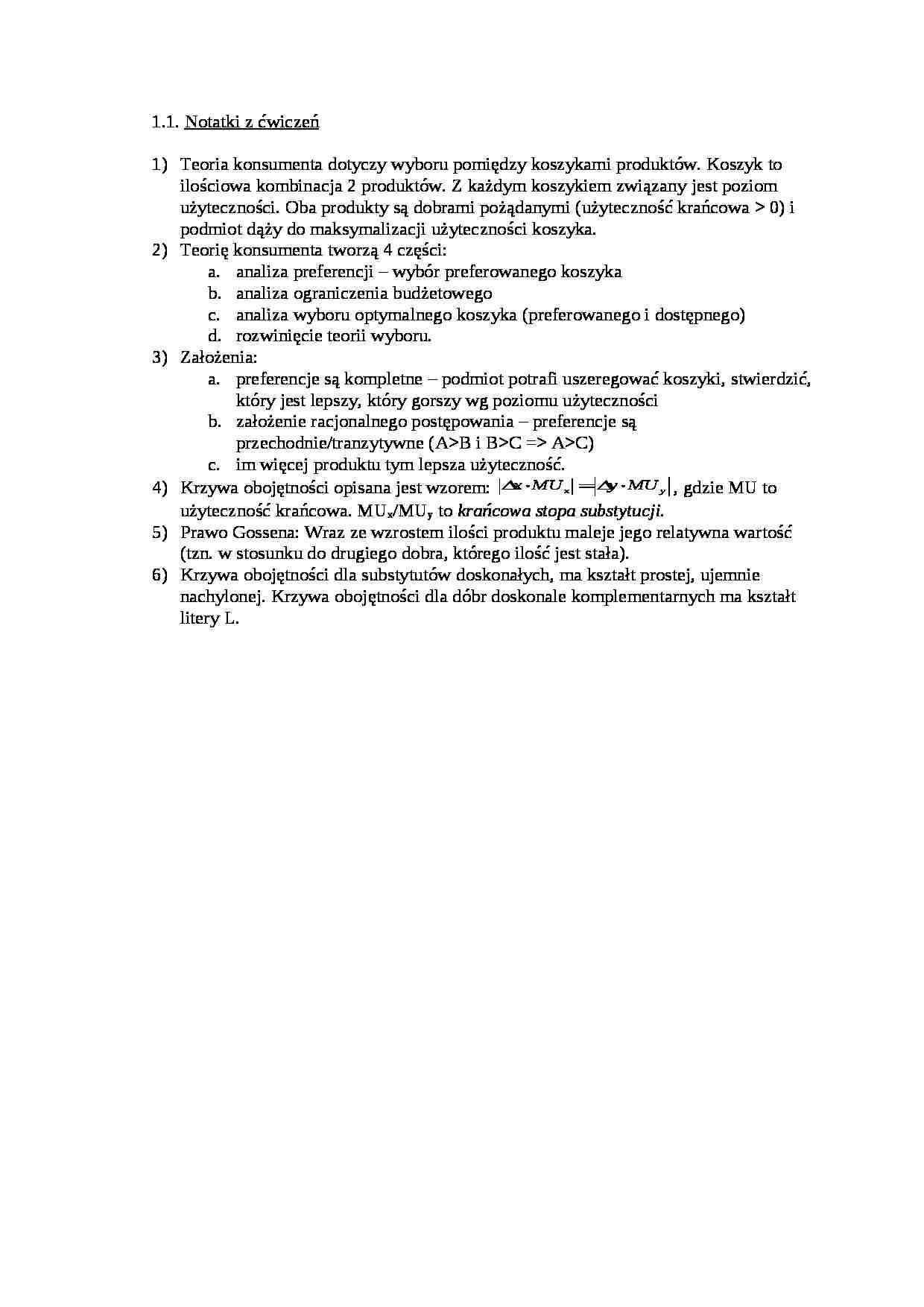 Notatki z ćwiczeń- opracowanie - strona 1