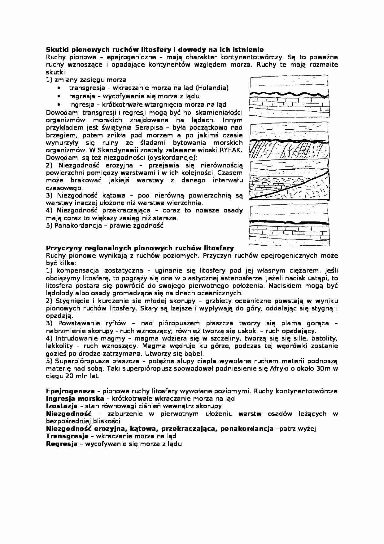 Wykład z geologii o pionowych ruchach litosfery - strona 1