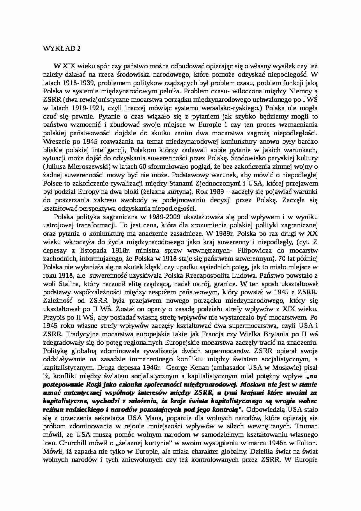 Polska polityka zagraniczna- wykład 2 - strona 1