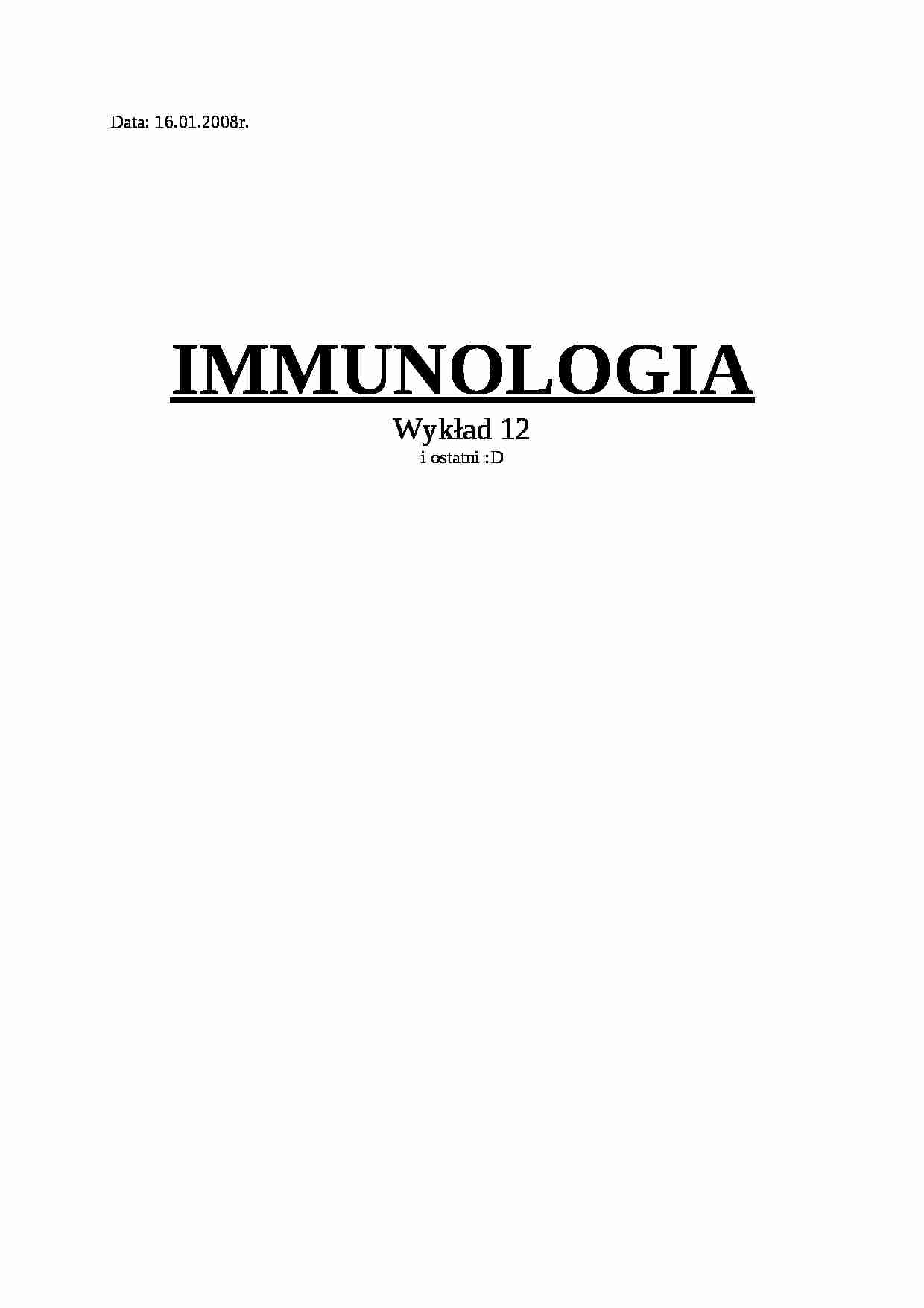 Immunologia - wykład 12 - strona 1