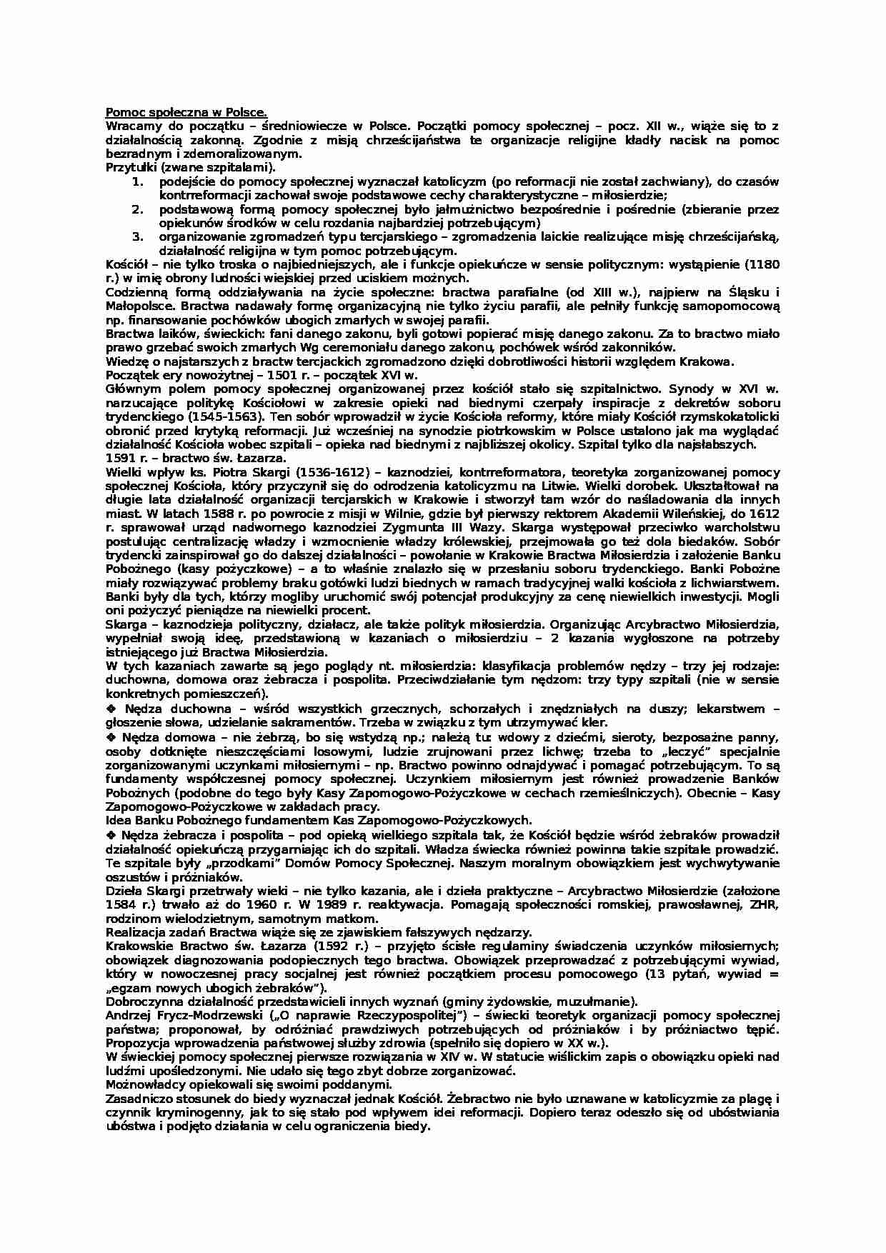 Pomoc społeczna w Polsce - wykład - strona 1