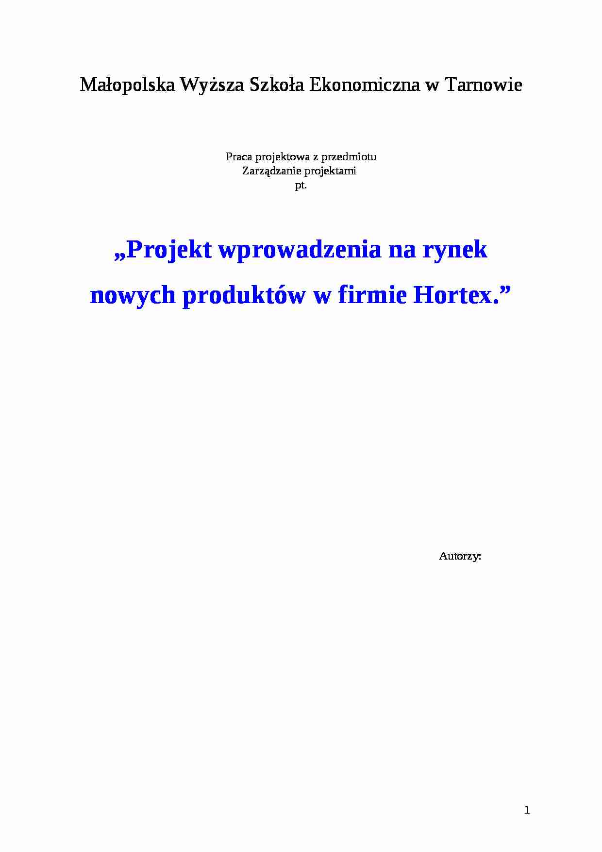 Zarządzanie projektami - praca,  Stabryła- firma Hortex - strona 1