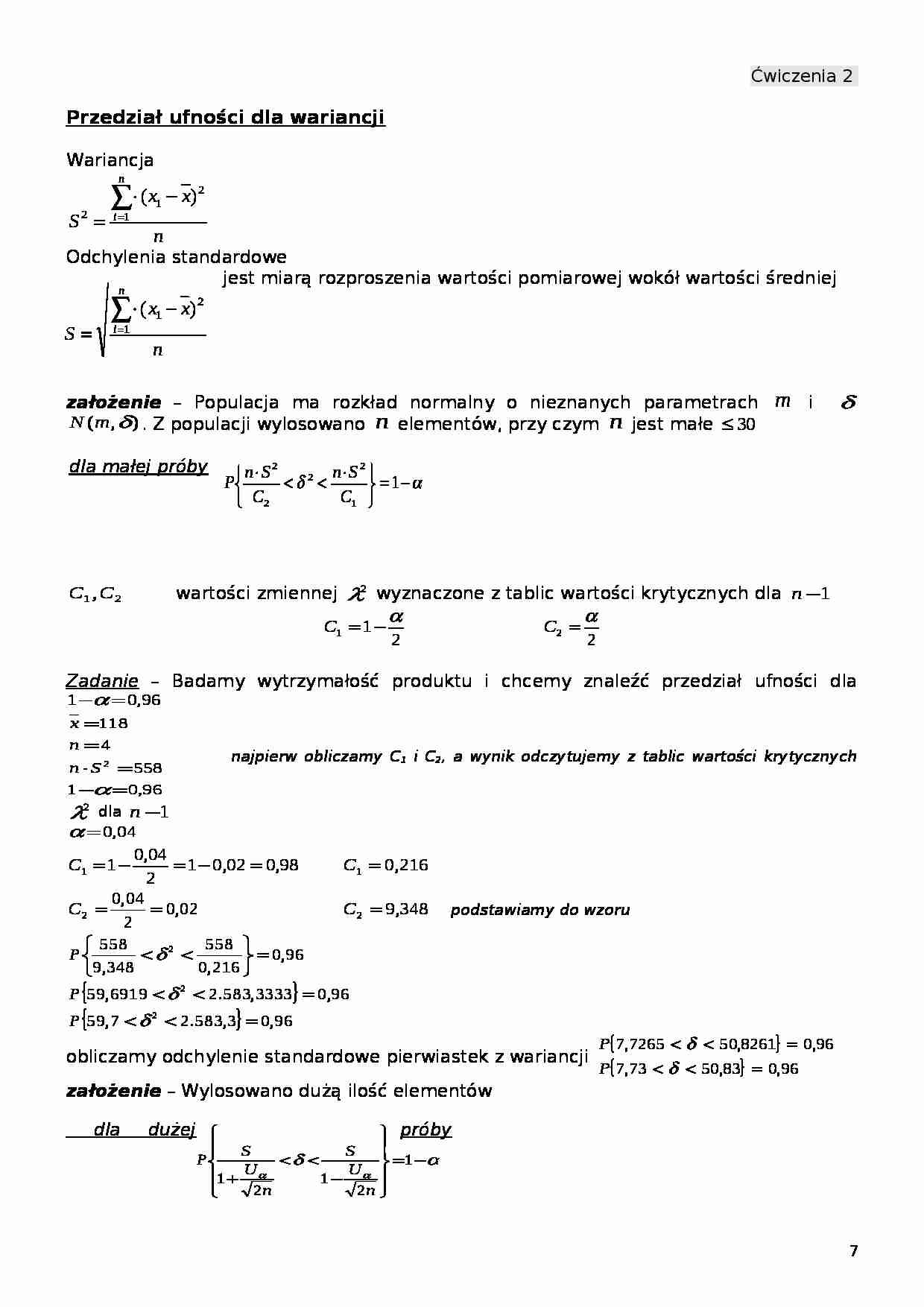 Statystyka matematyczna- ćwiczenia 2, MWSE - strona 1