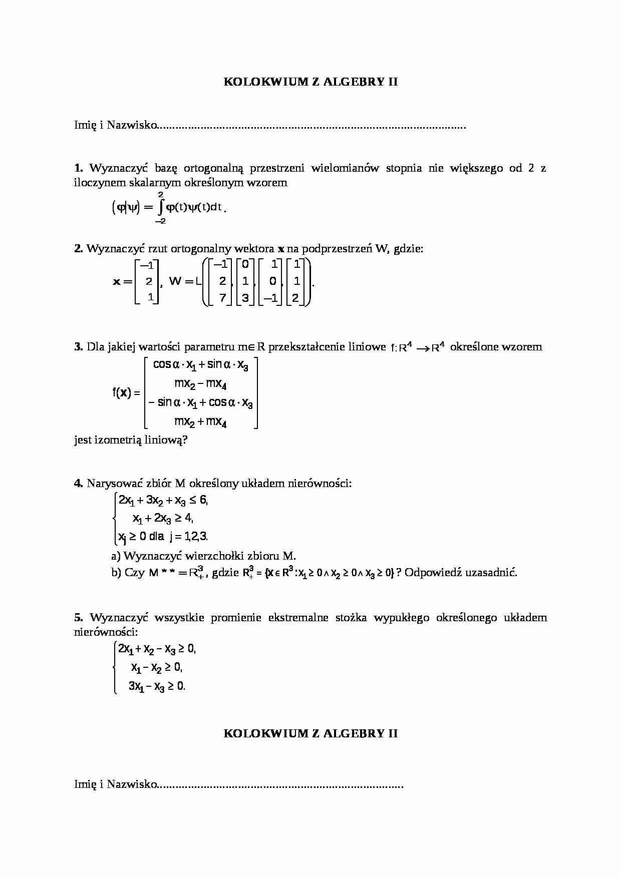Test z algebry - strona 1