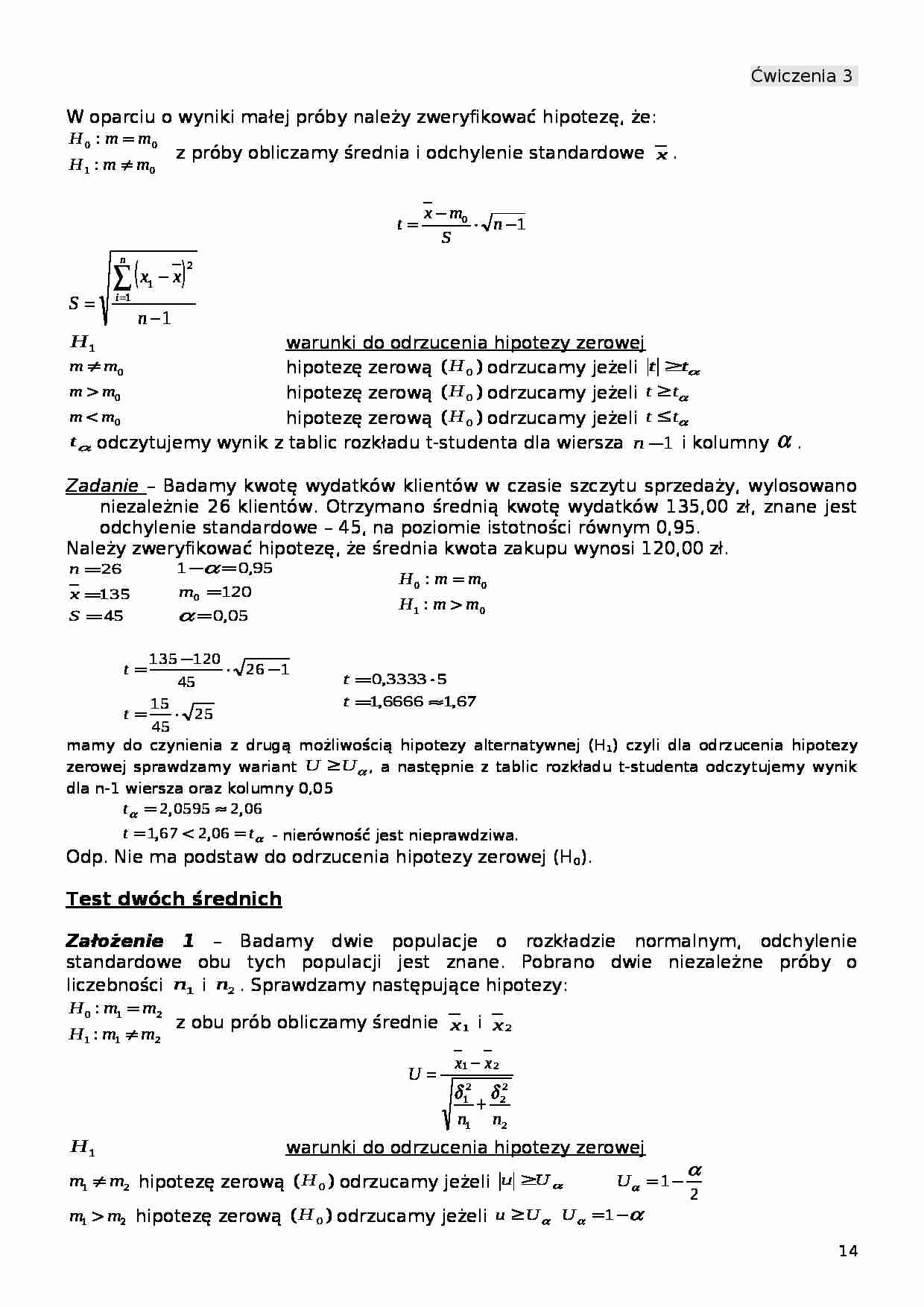 Statystyka matematyczna MWSE - ćwiczenia 3 - strona 1