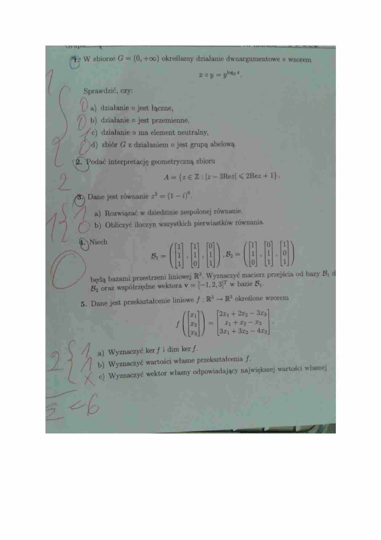 Test wiedzy z algebry - strona 1