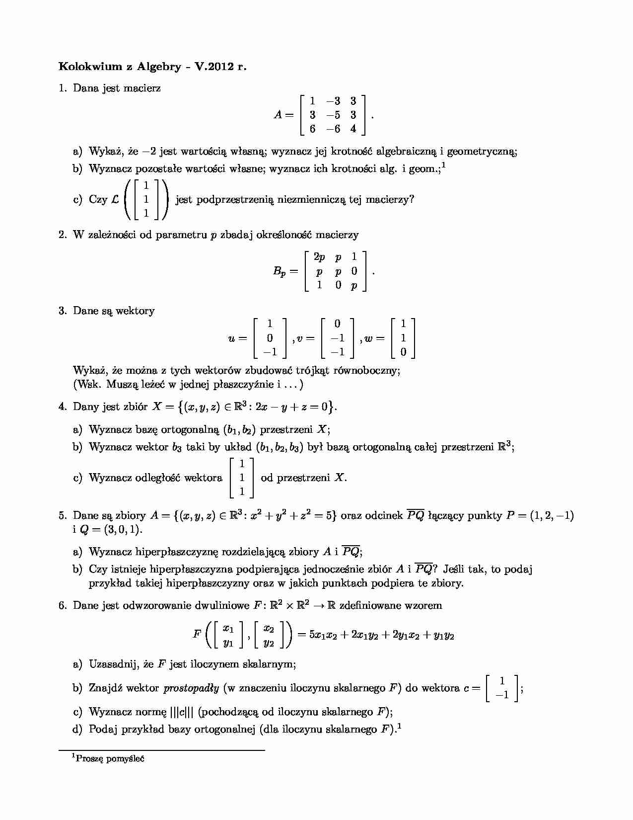Algebra- kolokwium - strona 1