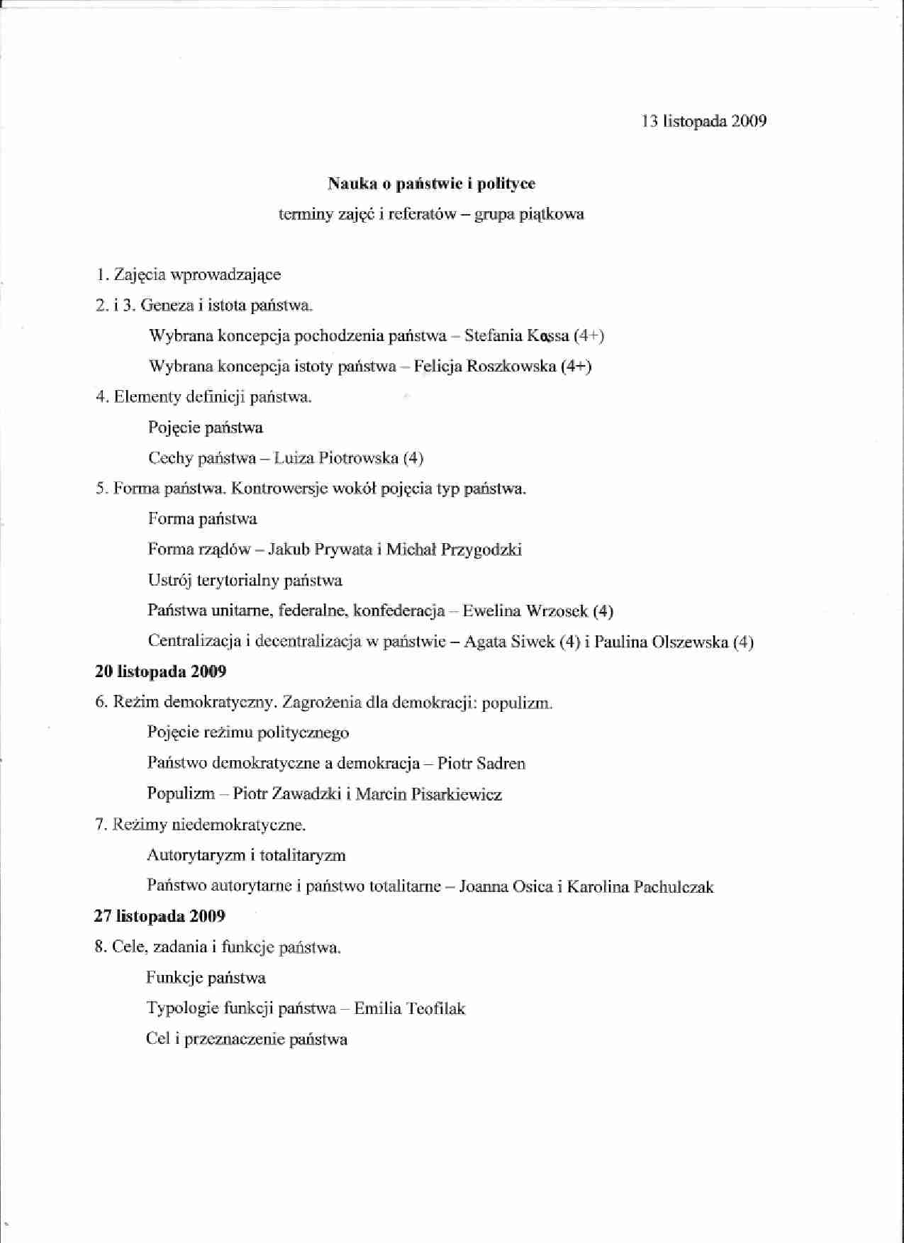 Tematy referatów i zajęć - strona 1