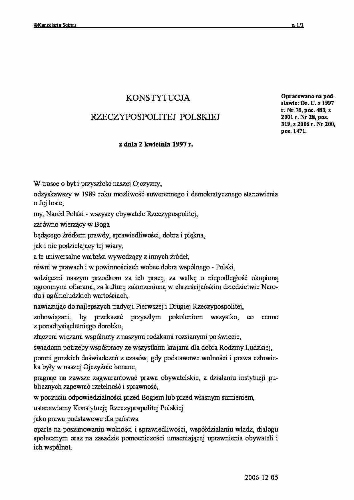 Konstytucja Rzeczpospolitej Polskiej - strona 1