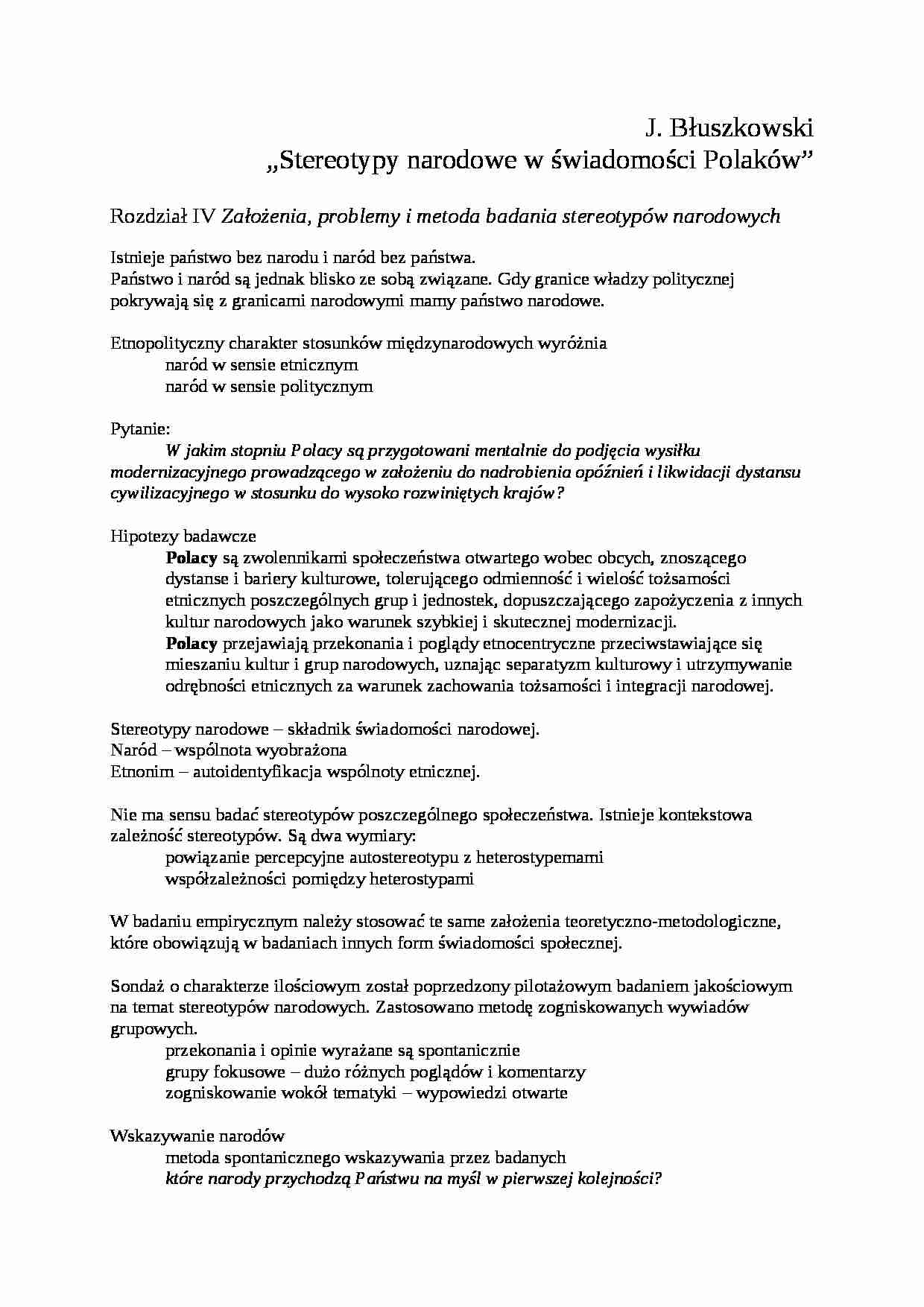 J. Błuszkowski-Stereotypy narodowe w świadomości Polaków - strona 1
