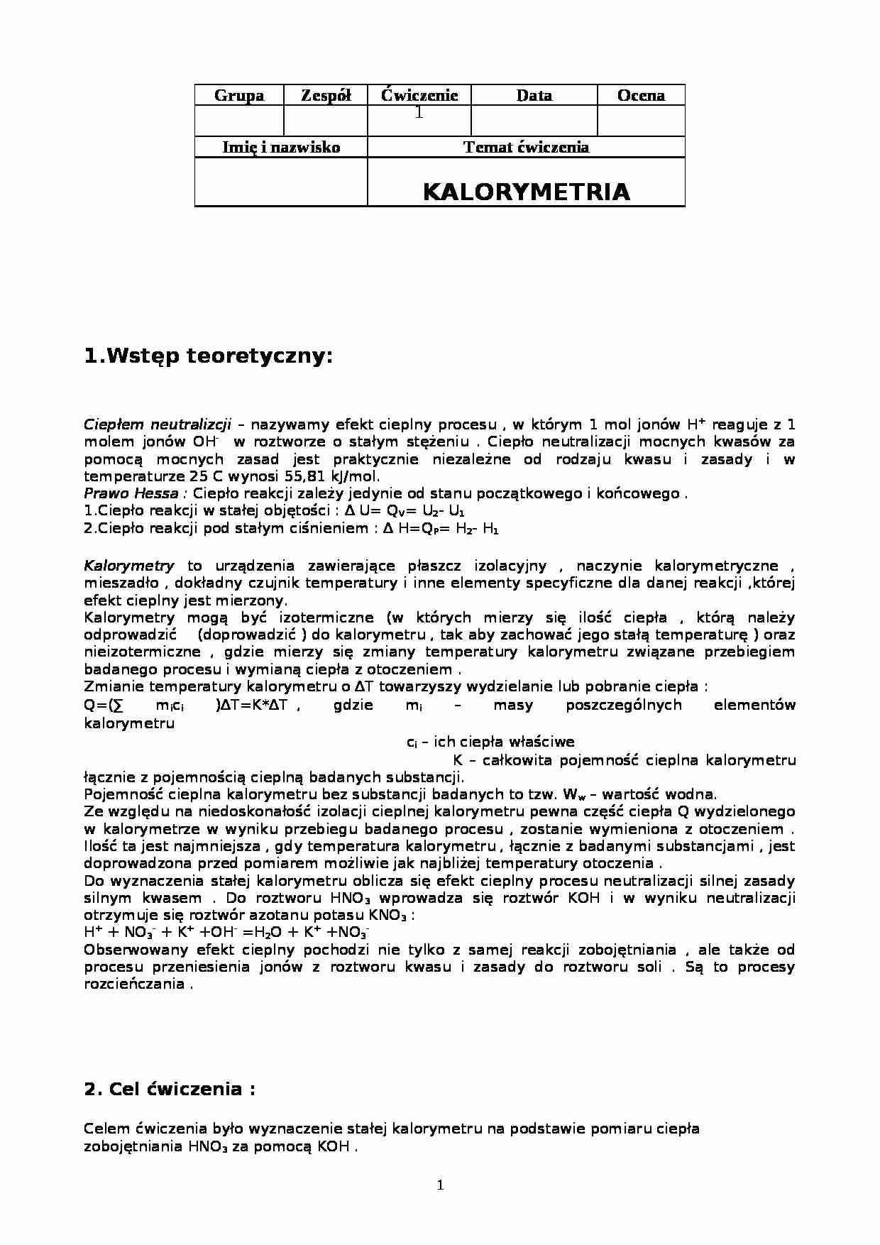 Kalorymetria-opracowanie - strona 1
