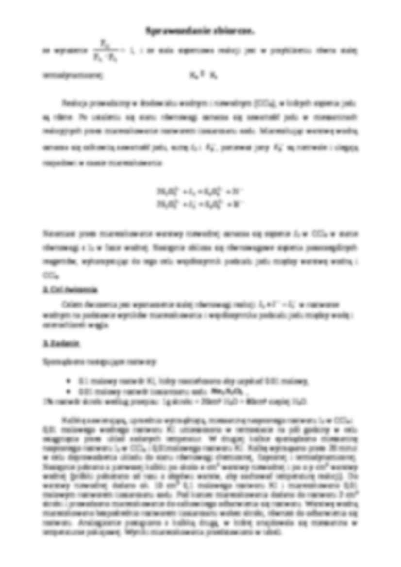 Wyznaczanie stałej równowagi metodą podziału Nersta - wykład - strona 2