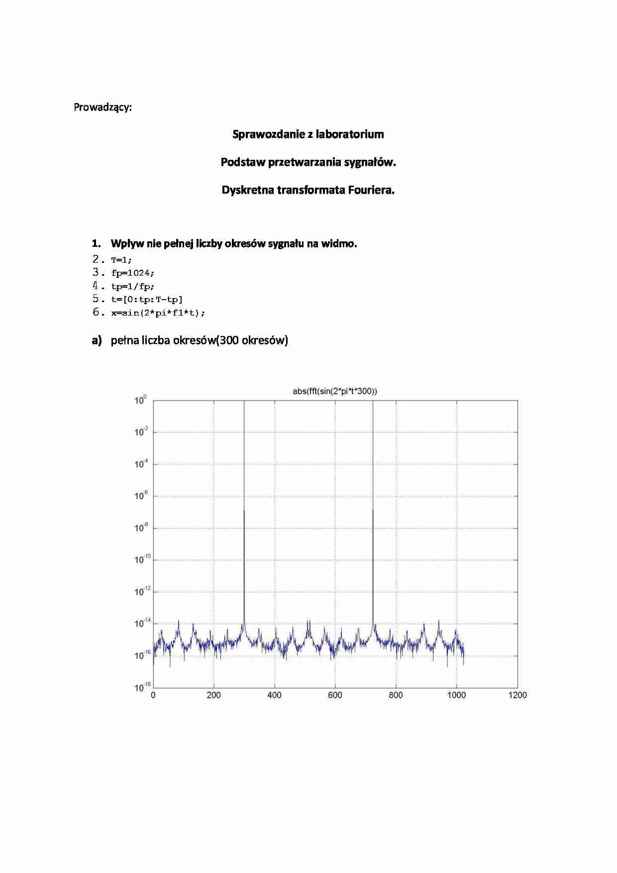 Dyskretna transformata Fouriera-sprawozdanie - strona 1