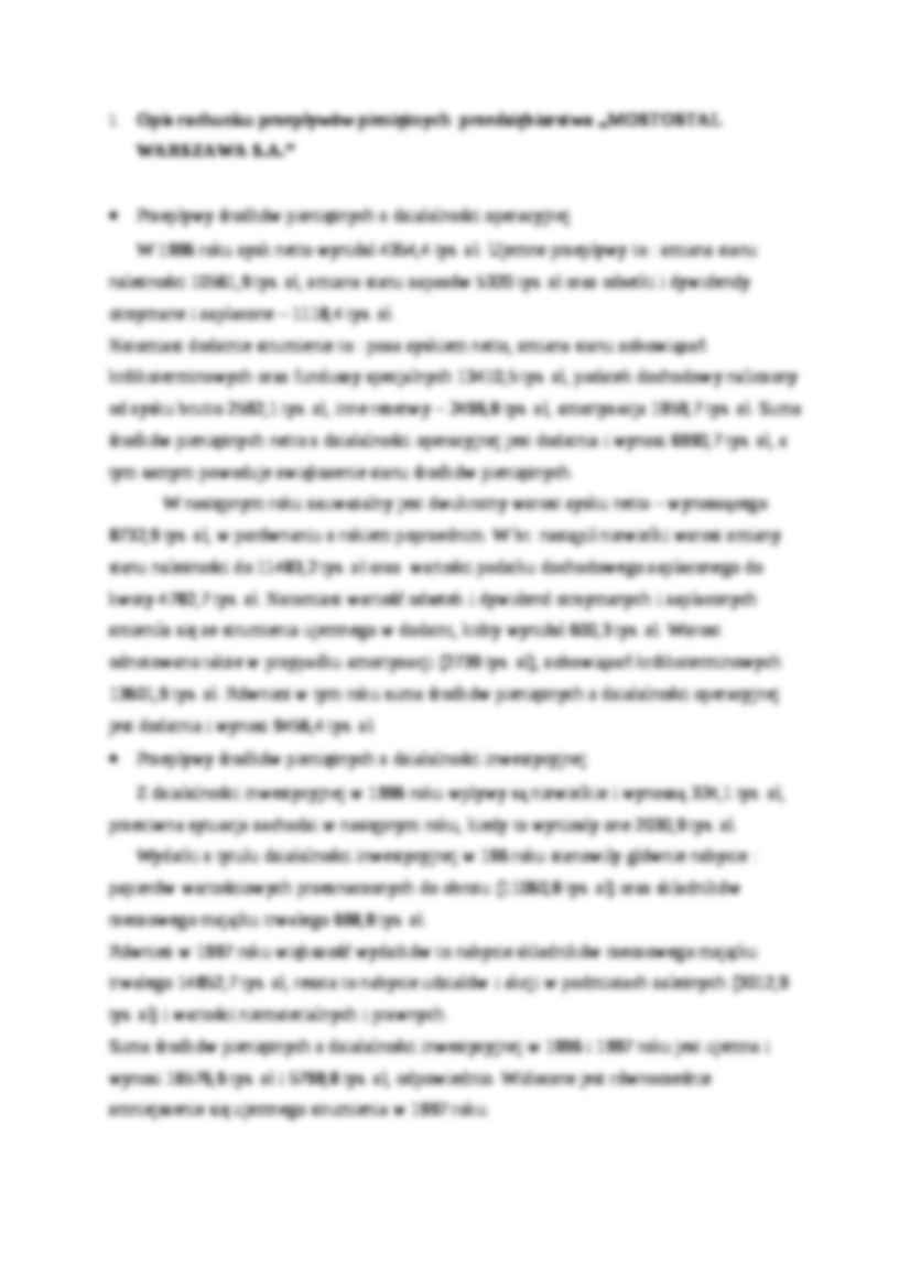 Analiza rachunu przepływów pieniężnych przedsiębiorstwa Mostostal Warszawa S. A.-opracowanie - strona 2