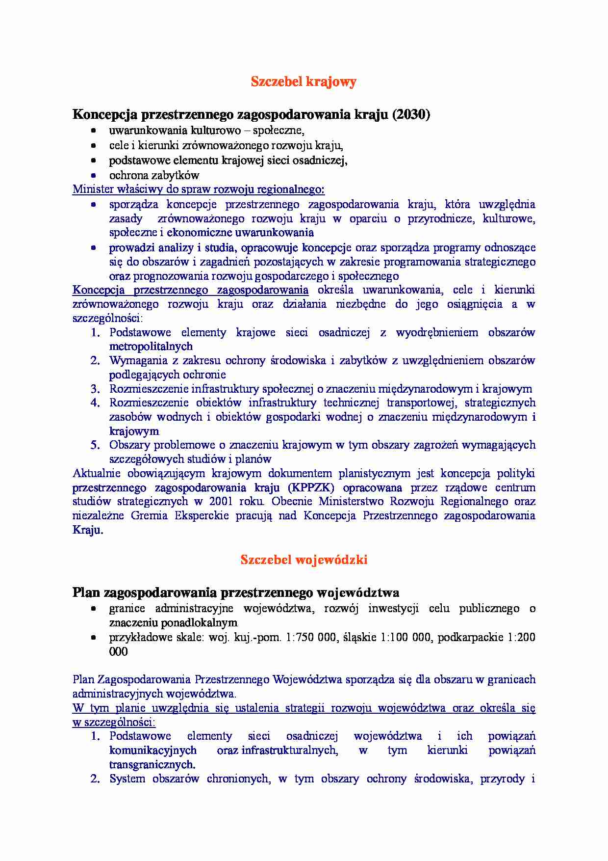 Szczebel krajowy i wojewódzki-opracowanie - strona 1