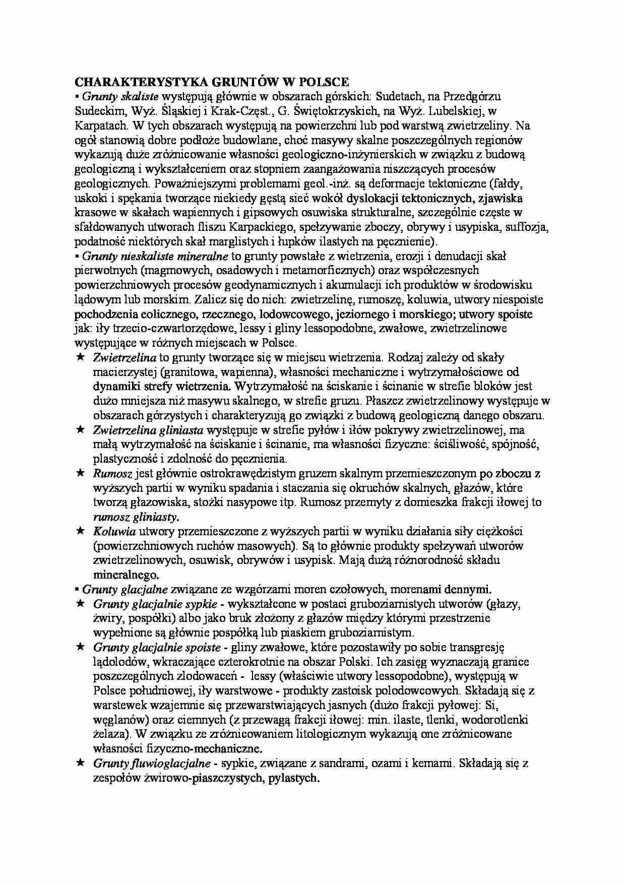 Charakterystyka gruntów w Polsce-opracowanie - Grunty skaliste - strona 1