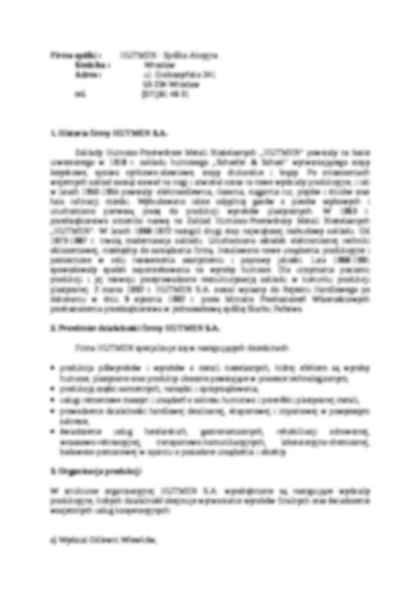 Ocena spółki HUTMEN S.A. na podstawie sprawozdania finansowego-opracowanie - strona 2