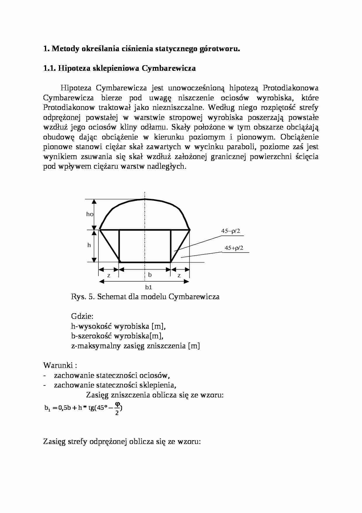Metody określania ciśnienia statycznego górotworu-opracowanie - strona 1