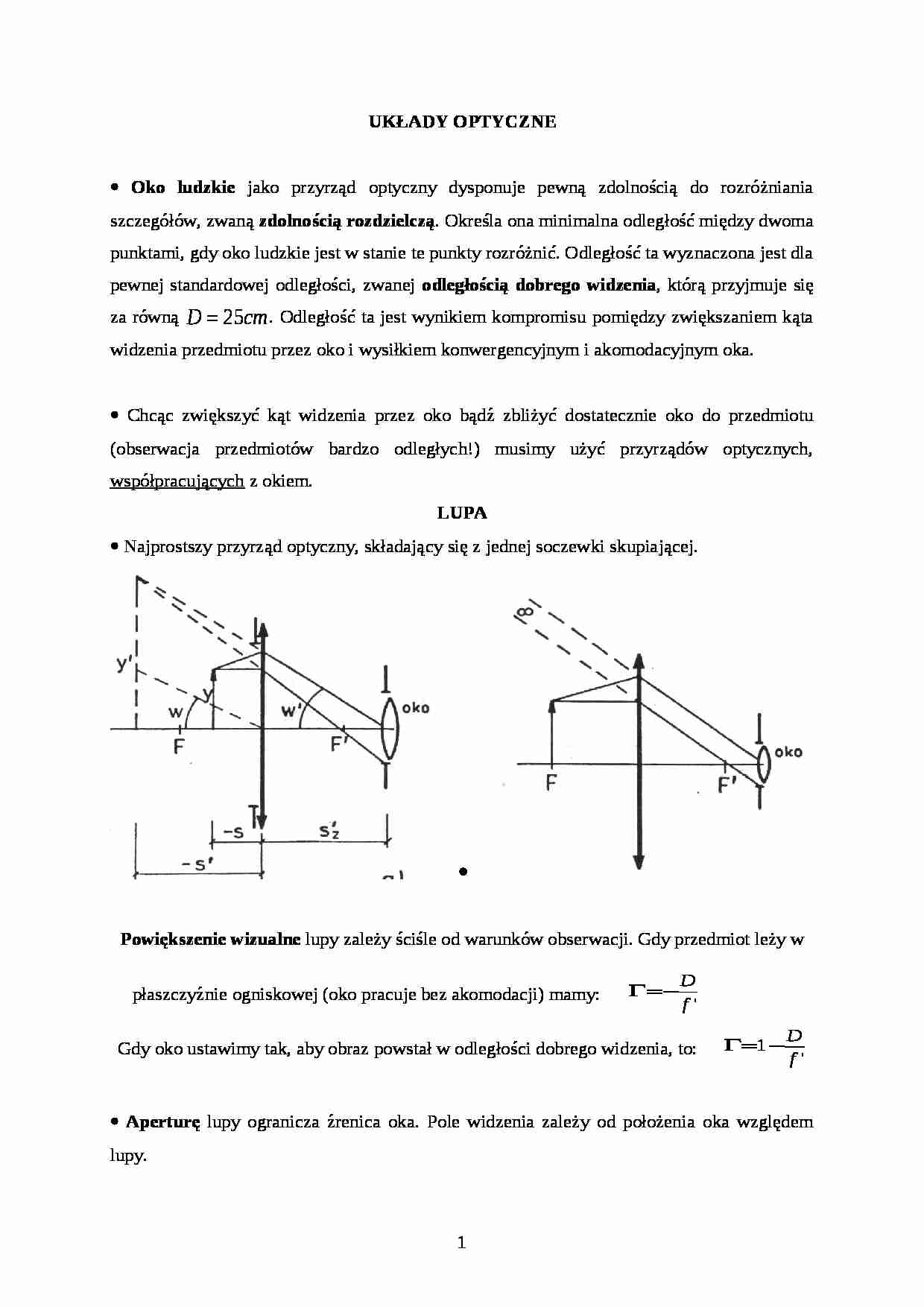 Układy optyczne-opracowanie - strona 1