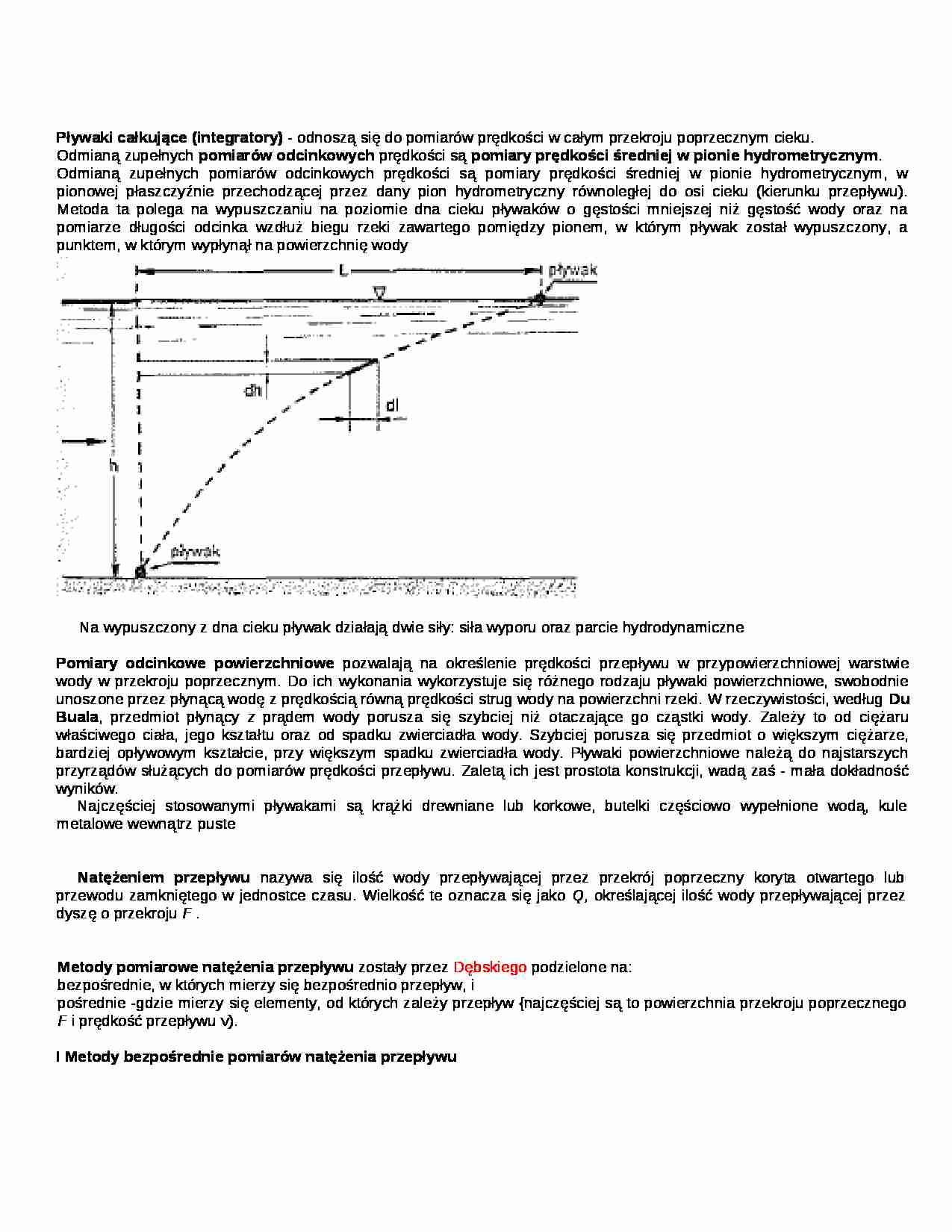 Metody pomiarowe natężenia przepływu-opracowanie - strona 1