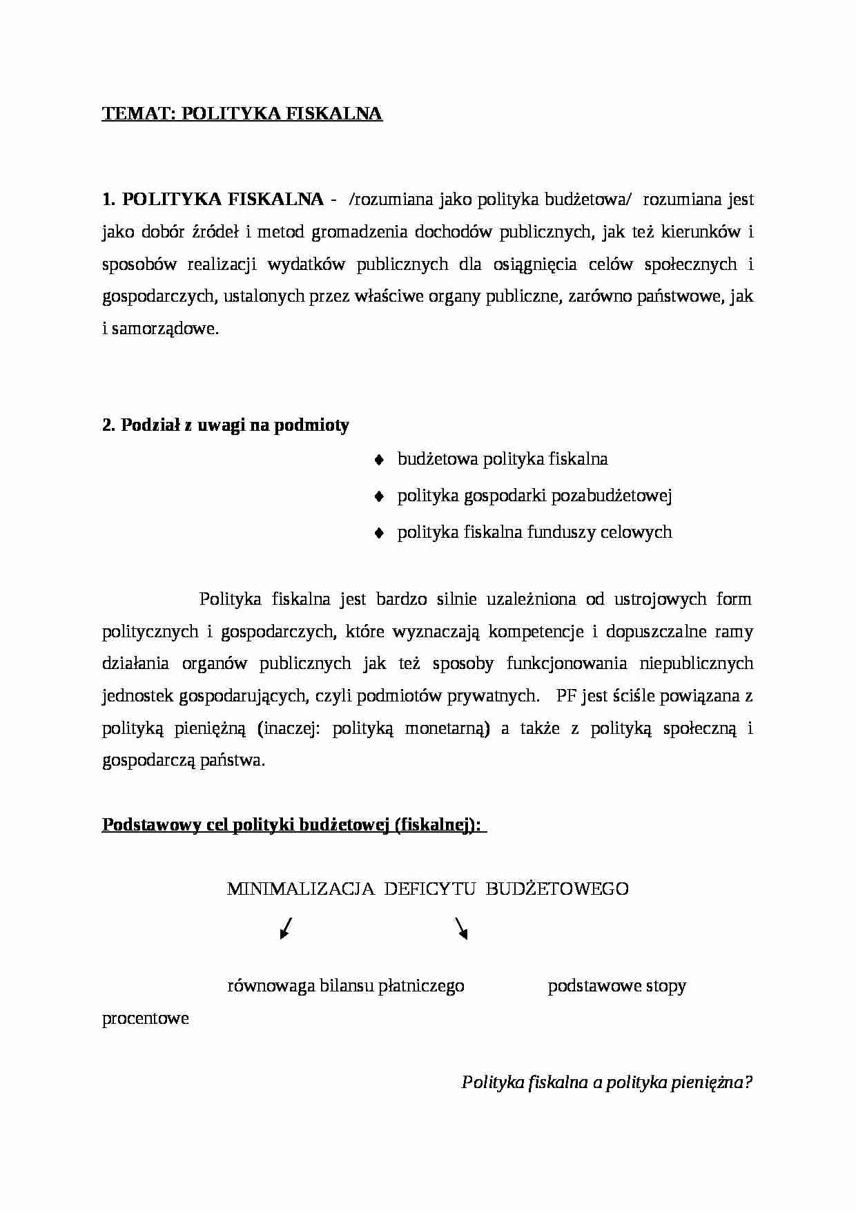 POLITYKA FISKALNA - Automatyczne Stabilizatory Koniunktury - strona 1