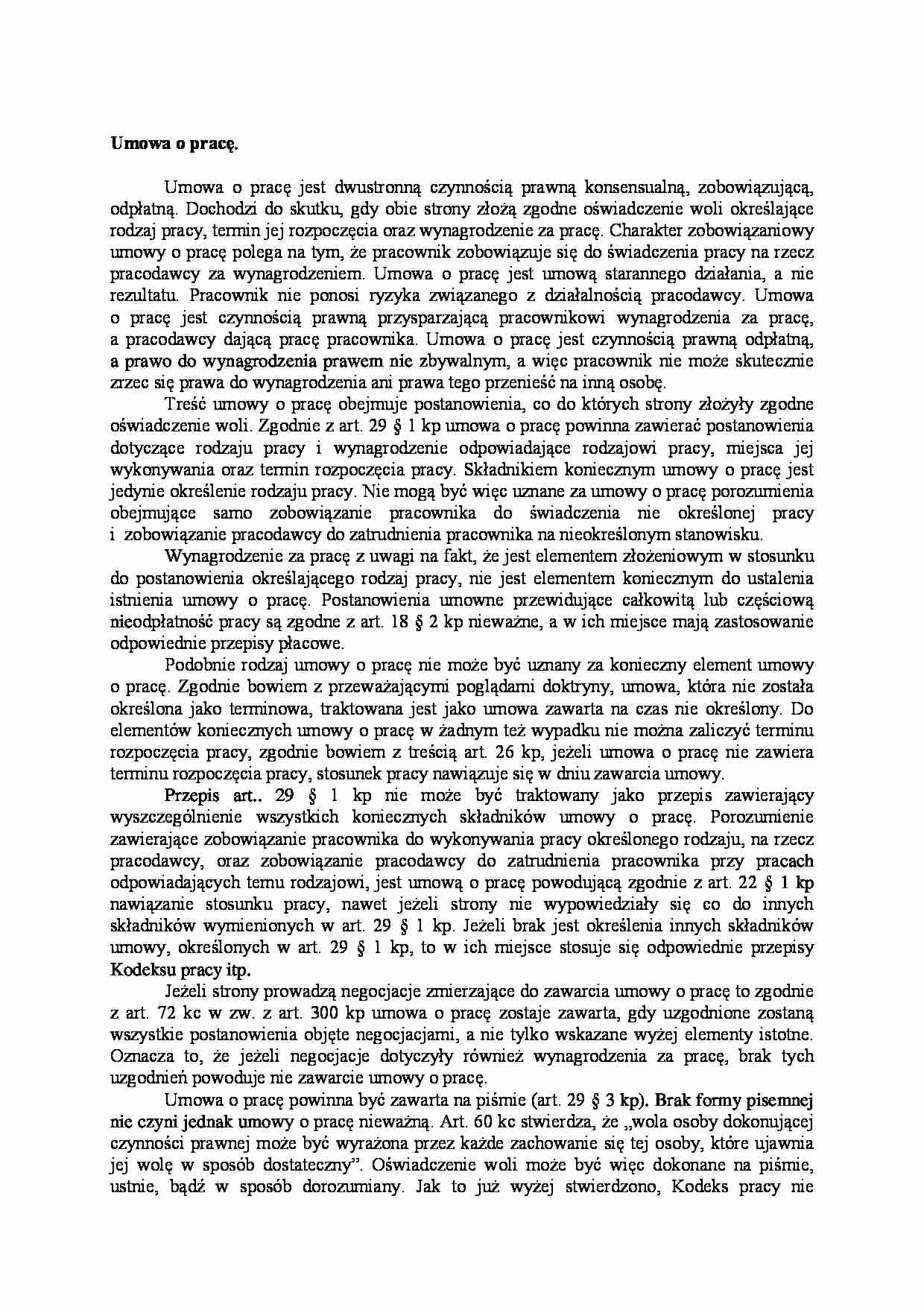 Umowa o pracę - strona 1