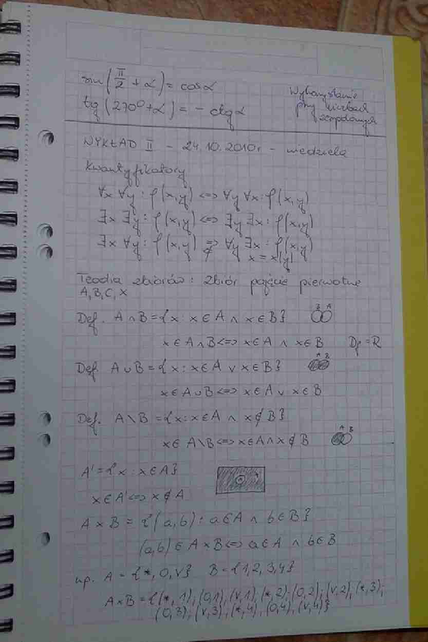 Matematyka 1 GiK AGH - wykład II - Teoria zbiorów, własności funkcji - strona 1