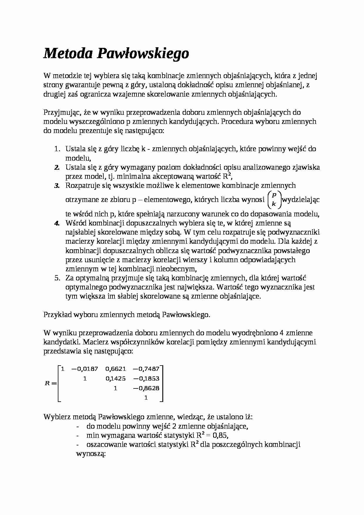 Metoda Pawłowskiego- opracowanie - strona 1