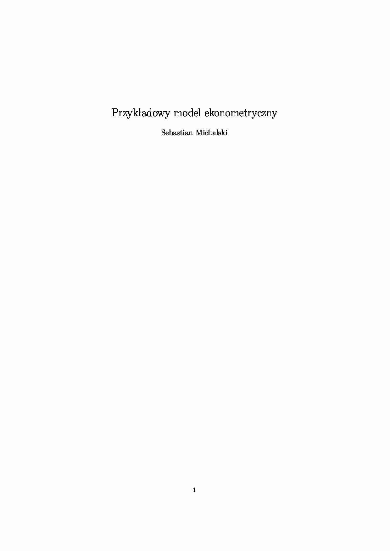 Przykłdowy model ekonometryczny- opracowanie - strona 1