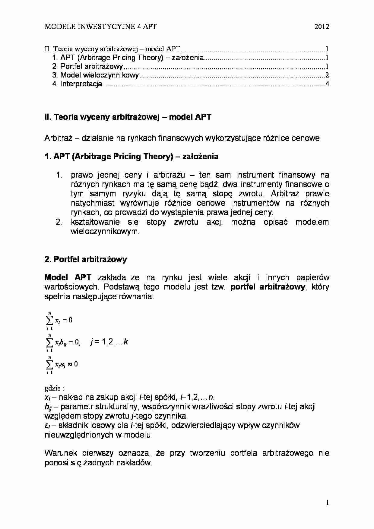 Model APT- opracowanie - strona 1