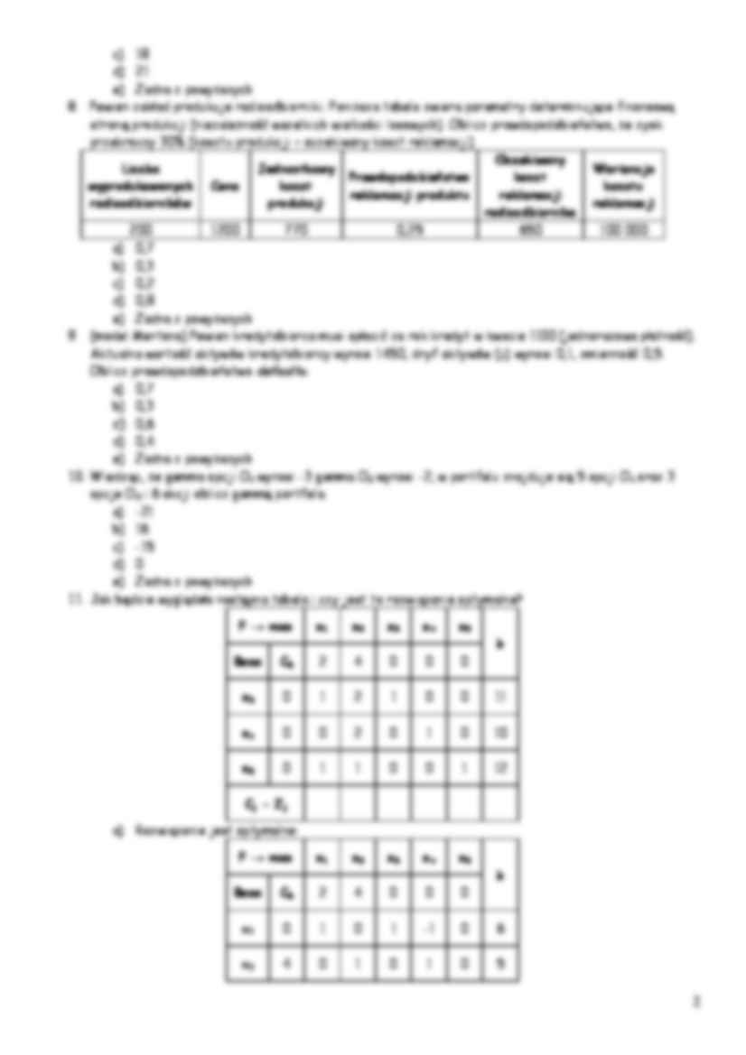 Pytania egzaminacyjne - Finanse - Metody ilościowe - strona 2