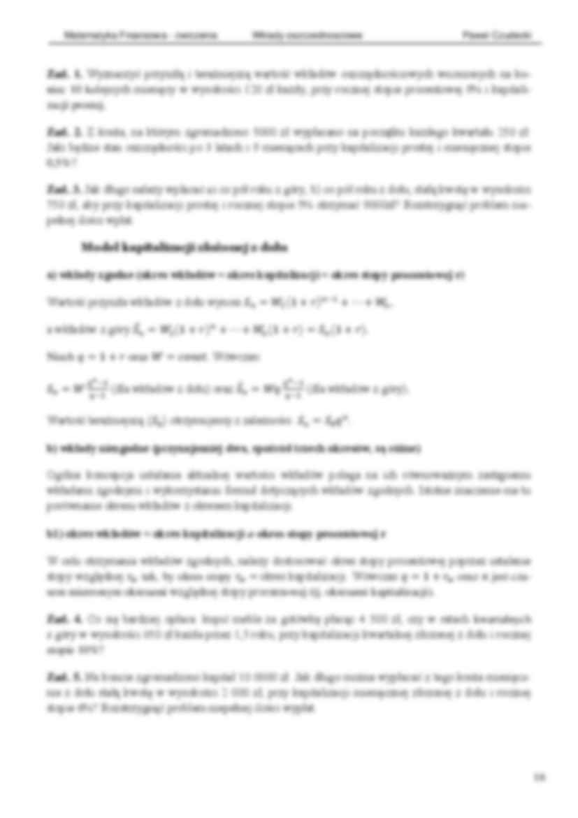 Matematyka finansowa - wkłady oszczędnościowe ĆWICZENIA - strona 2