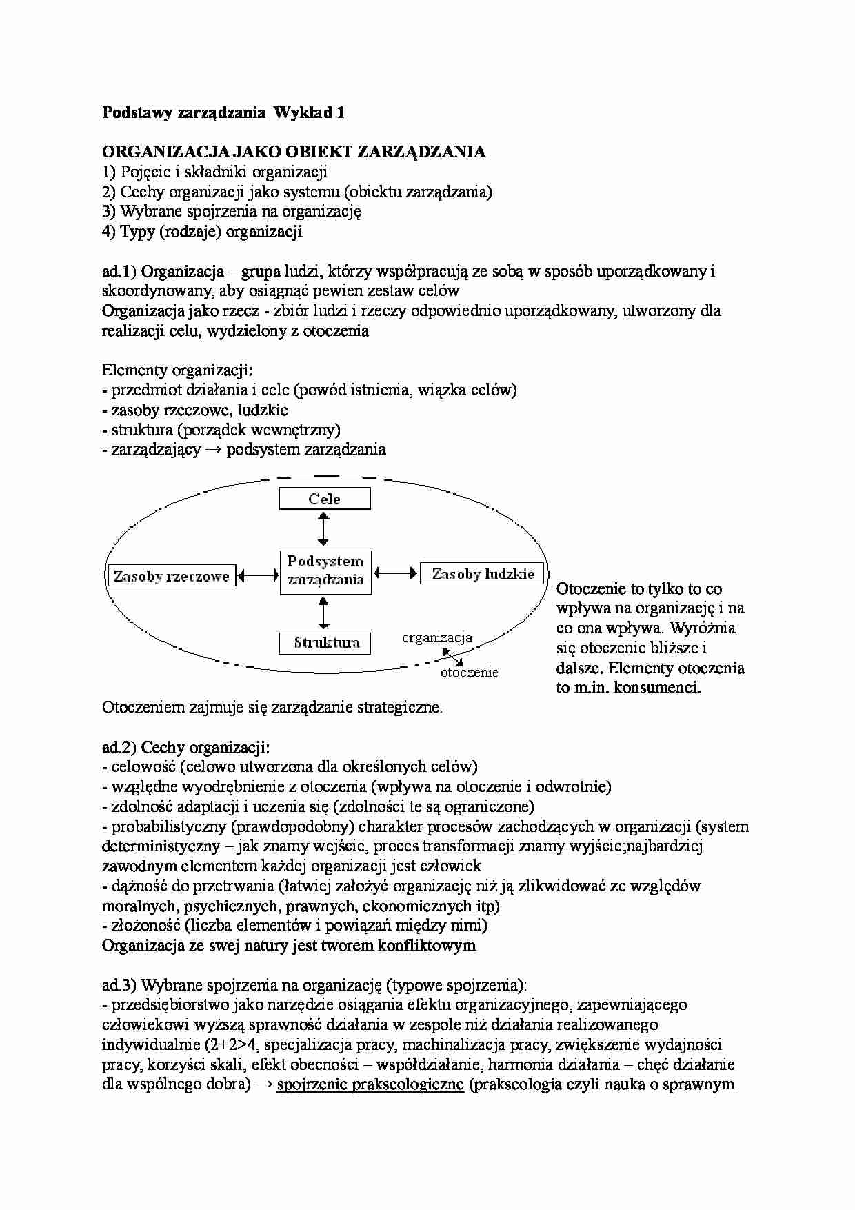 Podstawy zarządzania- wykład 1 - strona 1