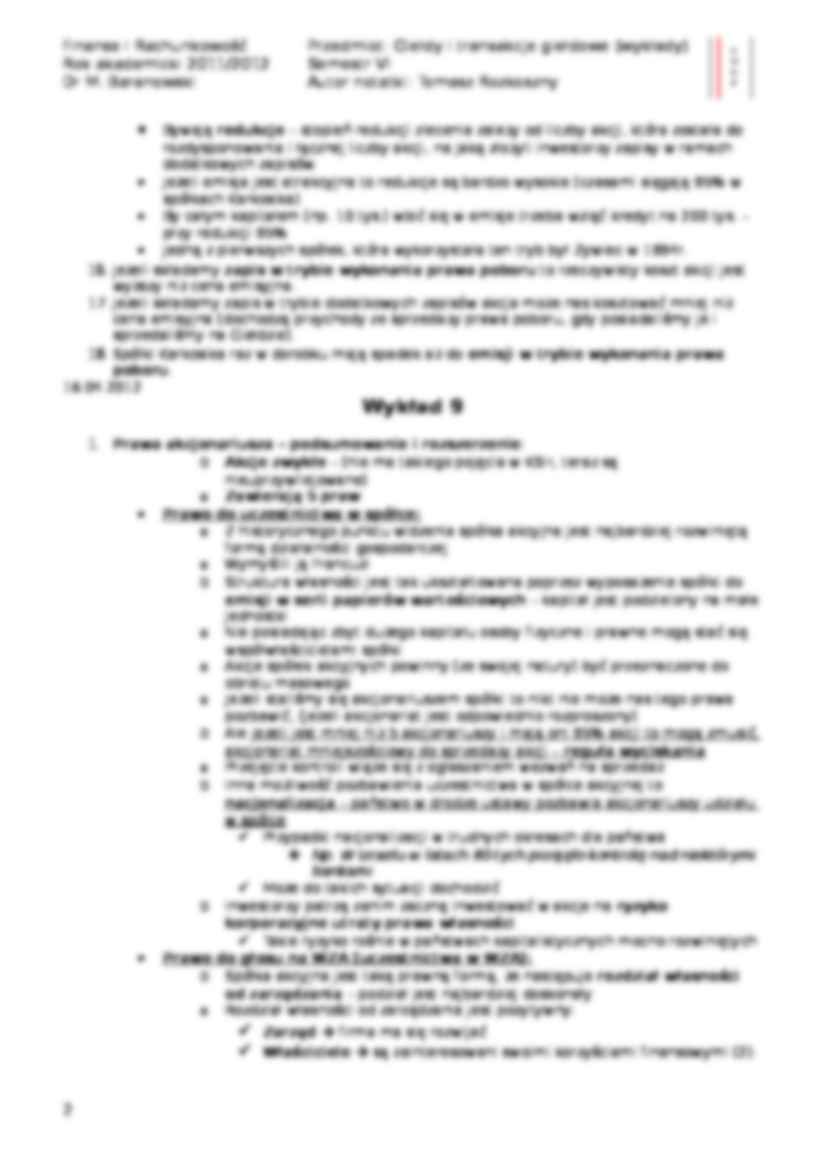 Procedura emisji akcji w trybie wykonania prawa poboru przez spółki akcyjne notowane na GPW- wykład 8 - strona 2