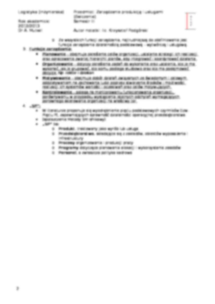 Definicja zarządzania - 5P - wykład - strona 2