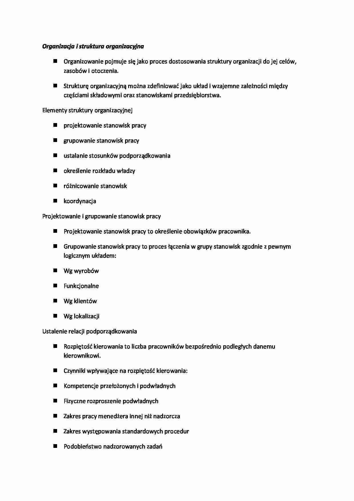 Organizacja i struktura organizacyjna - wykład - strona 1