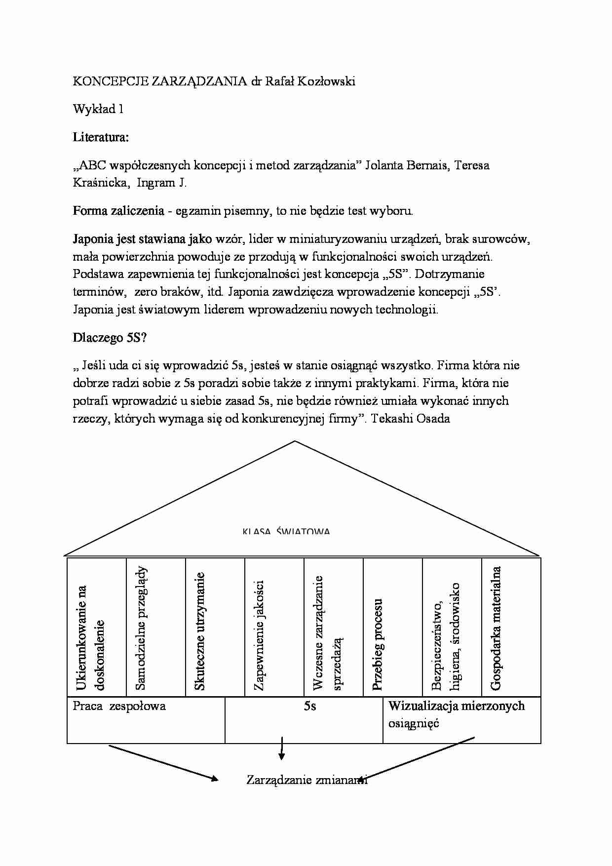 Wykład - Koncepcja zarządzania - strona 1