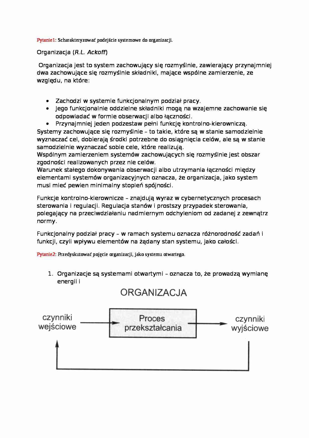 Wykład - podejście systemowe do organizacji - strona 1